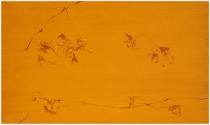 Willow leaf and iron rope,2.4-safflower oil on wood panel-27.5x39.3in-2012