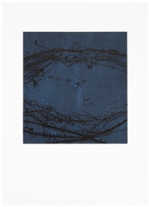 Among the emptiness of blue 70x100 ink and pigment on paper 2014