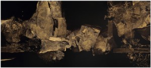 Senza-permesso-in-un-campo,-(IV),-cm.75x170,-olio-e-pigmenti-su-tavola,-2014