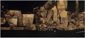 Senza-permesso-in-un-campo,-(V),-cm.75x170,-olio-e-pigmenti-su-tavola,-2014