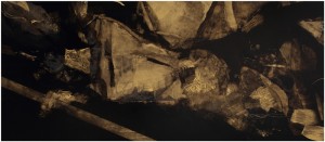 Senza-permesso-in-un-campo,-(VI),-cm.75x170,-olio-e-pigmenti-su-tavola,-2014