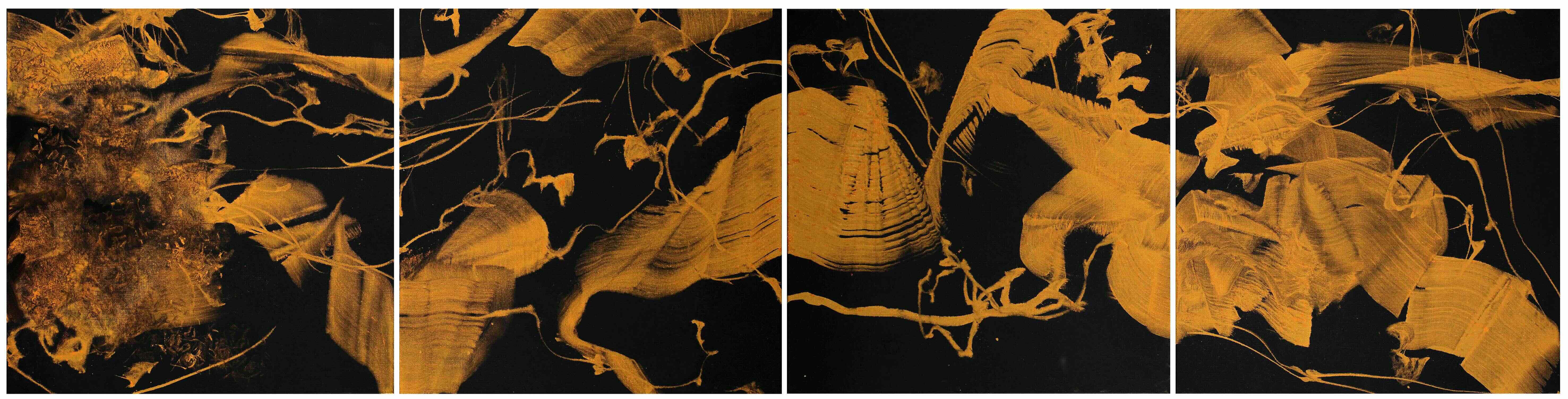 Con qualche parte della terra, inchiostro di china pigmenti, cm 50x50x4 polittico, 2021
